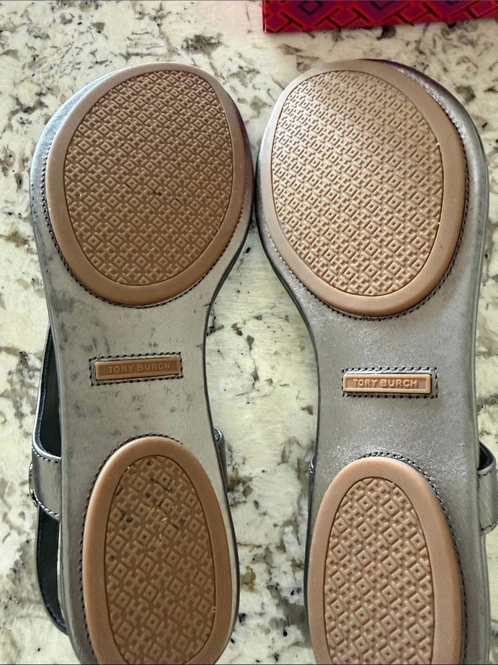 Tory Burch Silver Metallic Miller Slingback Sandals